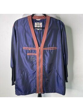 Vintage Jean Paul Gaultier JPG 90s Navy Blue Kimono Jacket Orange Stile Moda